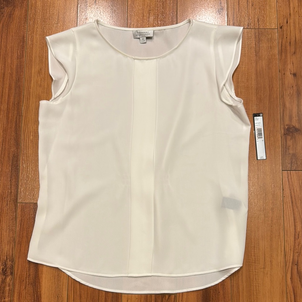 Tahari White Sleeveless Elegant Blouse